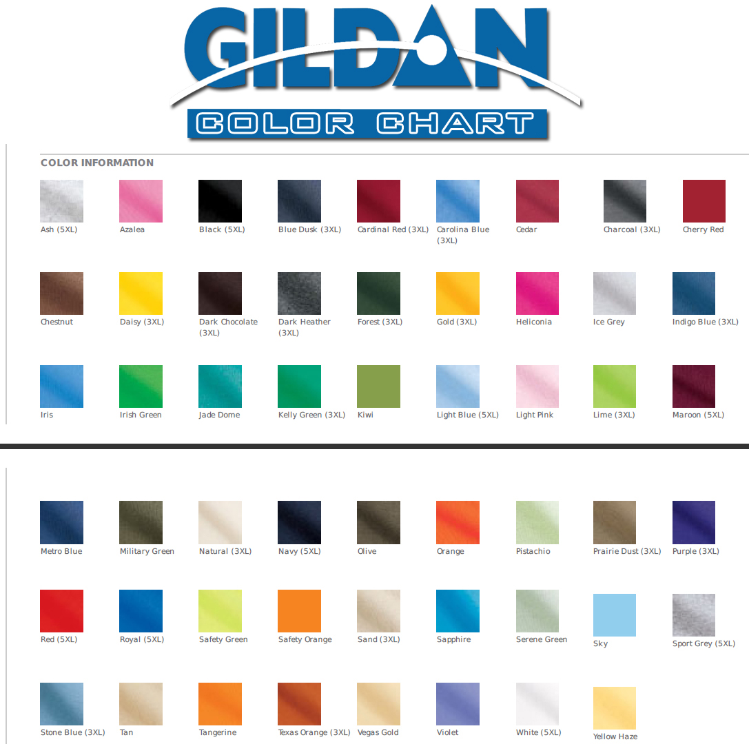 Gildan Color Chart